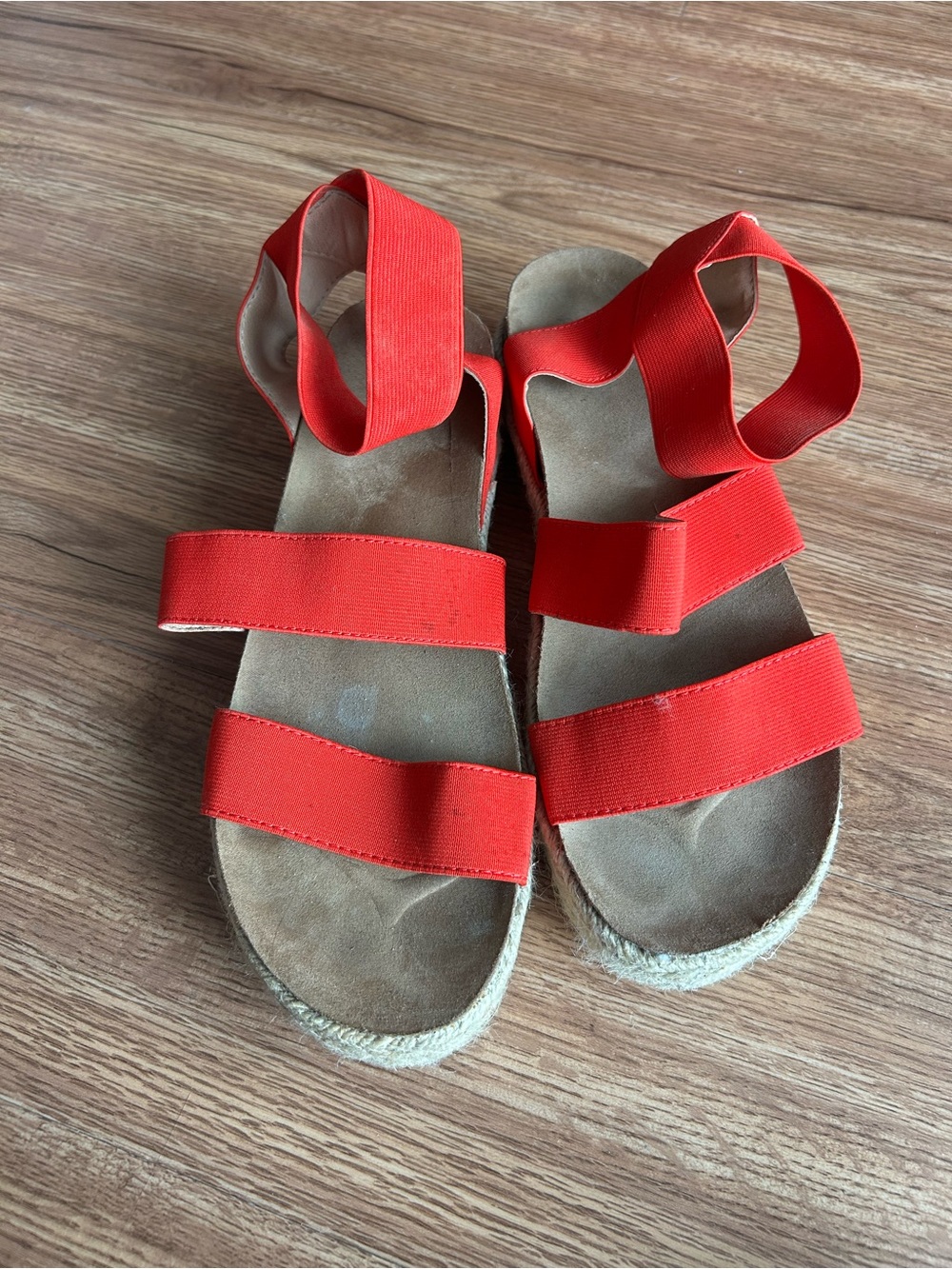 Women’s Red Strappy Elastic Espadrille Sandals